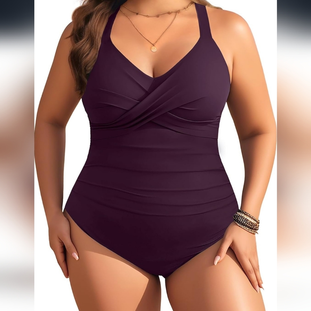 NWT Plus Size Purple Bathing Suit 18W